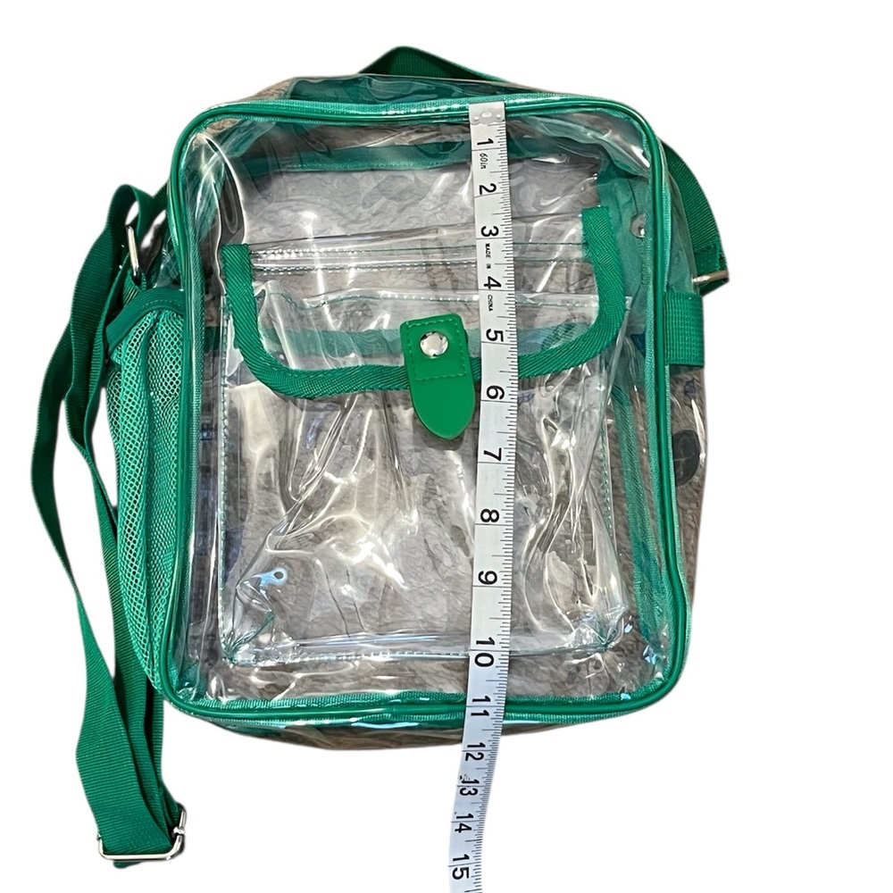 New-Clear Transparent Hunter Green Stadium Security Crossbody Bag - Picture 3 of 6